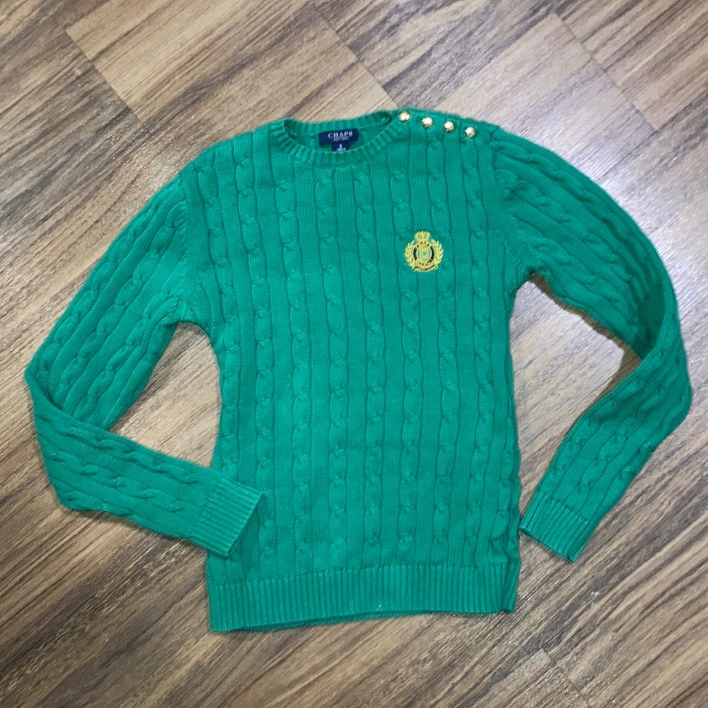 Chaps Green Cable Knit Sweater